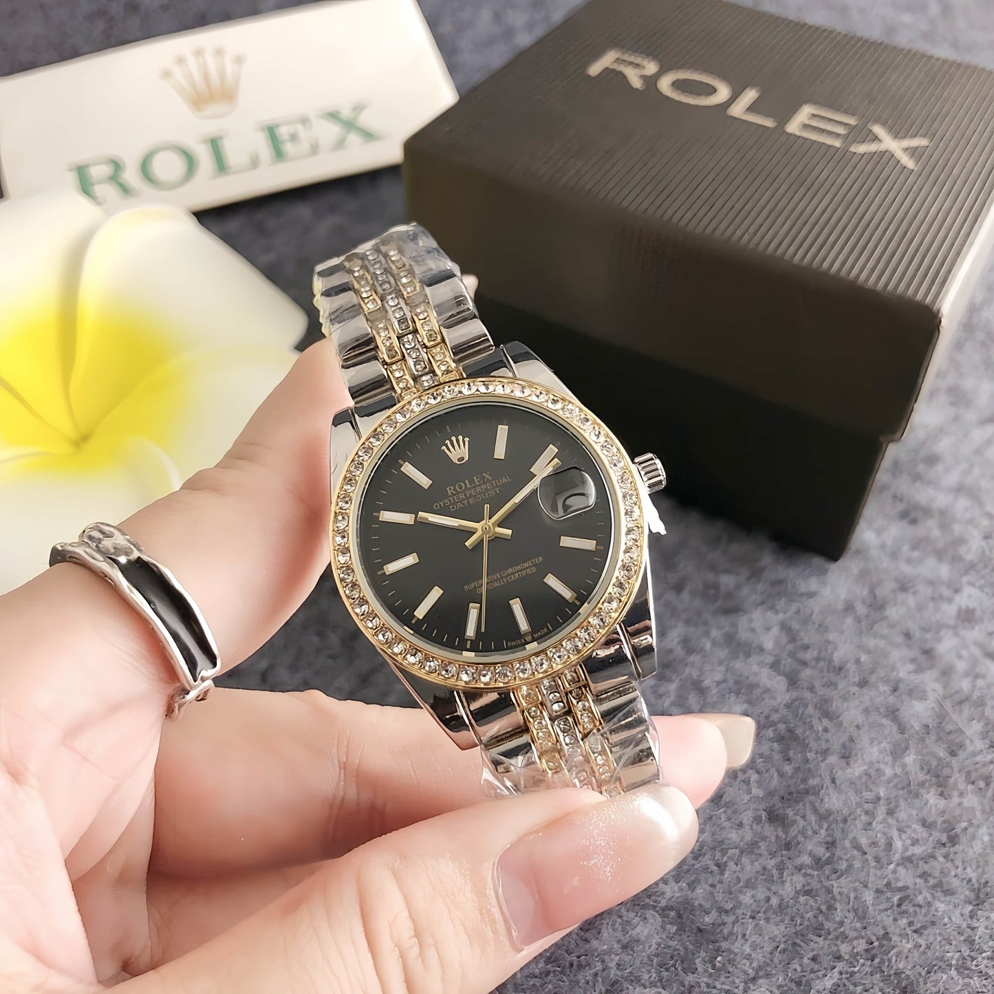 Luxury Silver Crystal Bracelet Watch