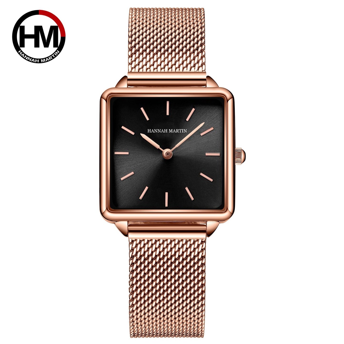 Luxury Rose Gold Square Mesh Watch
