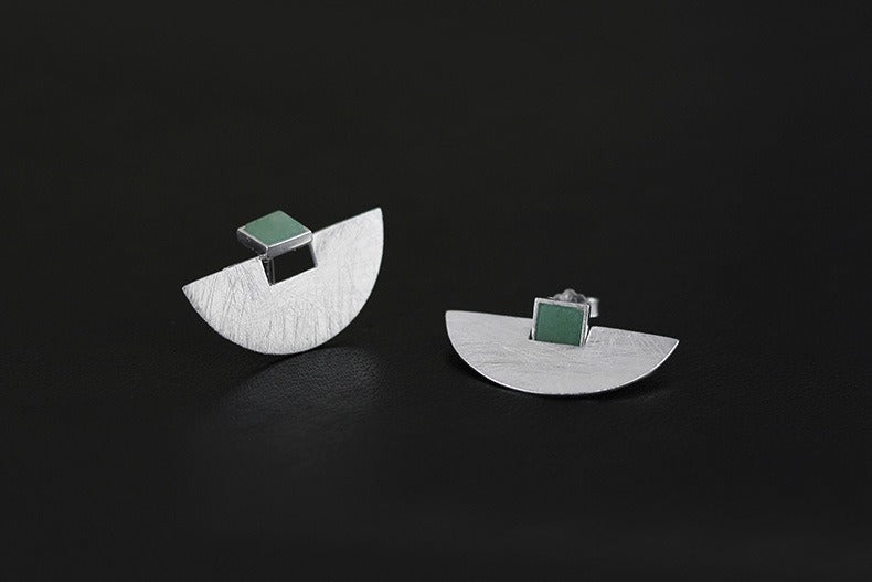 Luxury S925 Aventurine Geometric Earrings