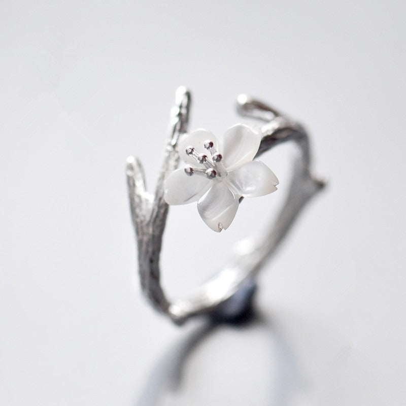 Luxury S925 Cherry Blossom Shell Ring