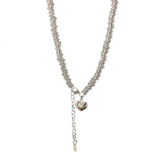 Luxury S925 Silver Heart Bead Necklace