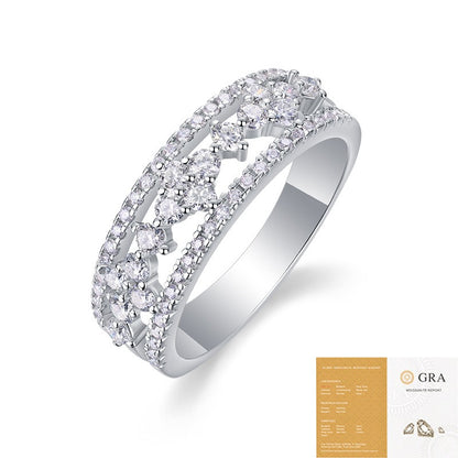 Luxury S925 Silver Moissanite Statement Ring