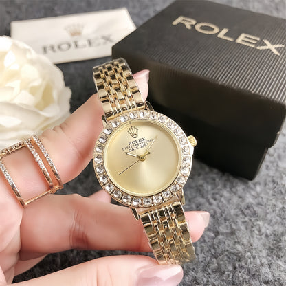 Luxury Gold Green Crystal Watch