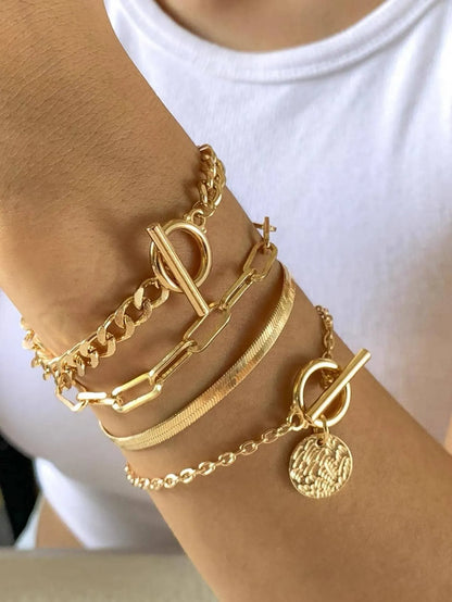 Elegant Gold Bracelet Set -4 Pieces Set