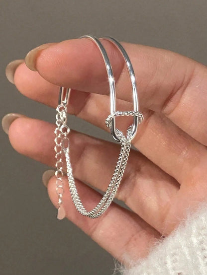 Elegant 925 Silver Double Heart Bracelet