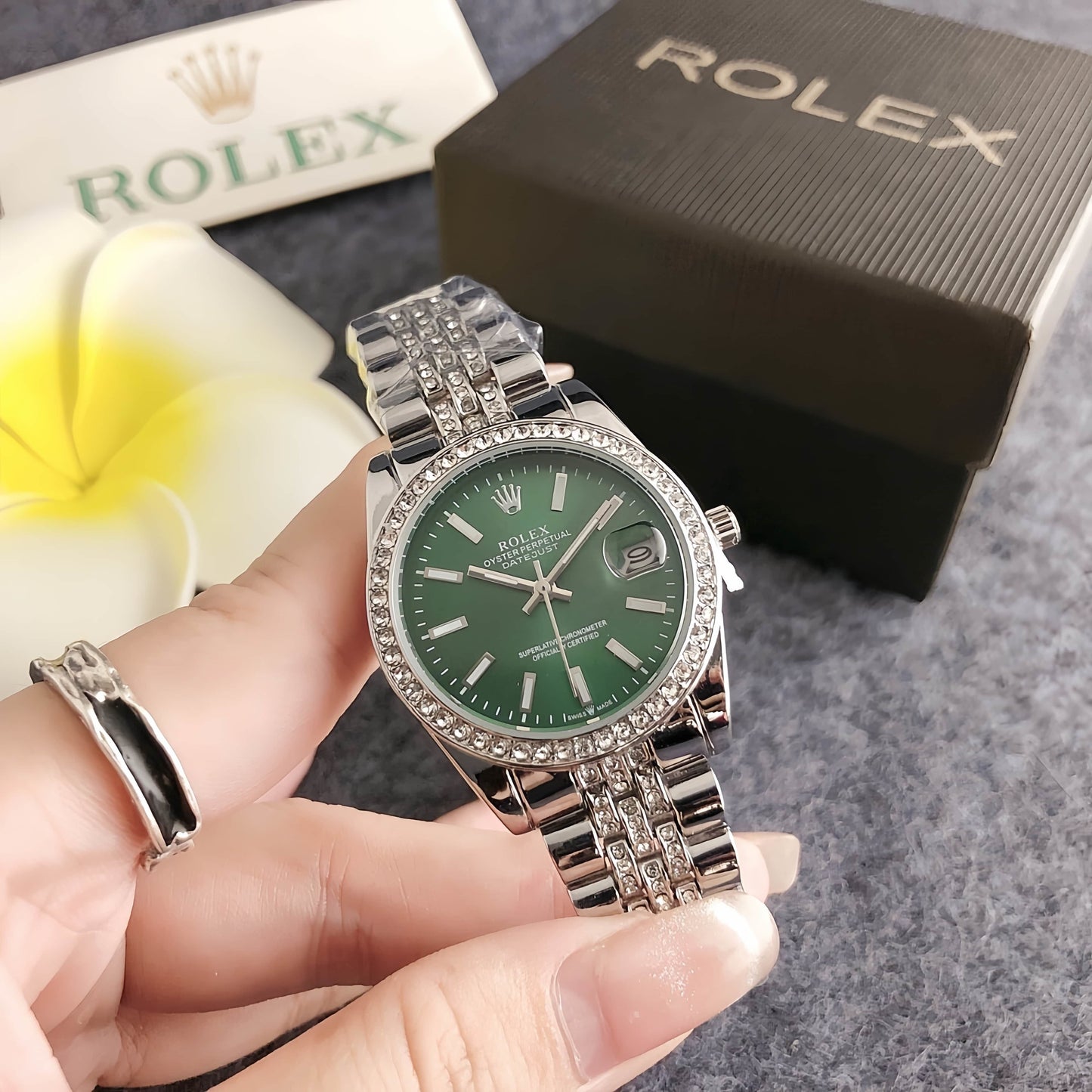 Luxury Silver Crystal Bracelet Watch