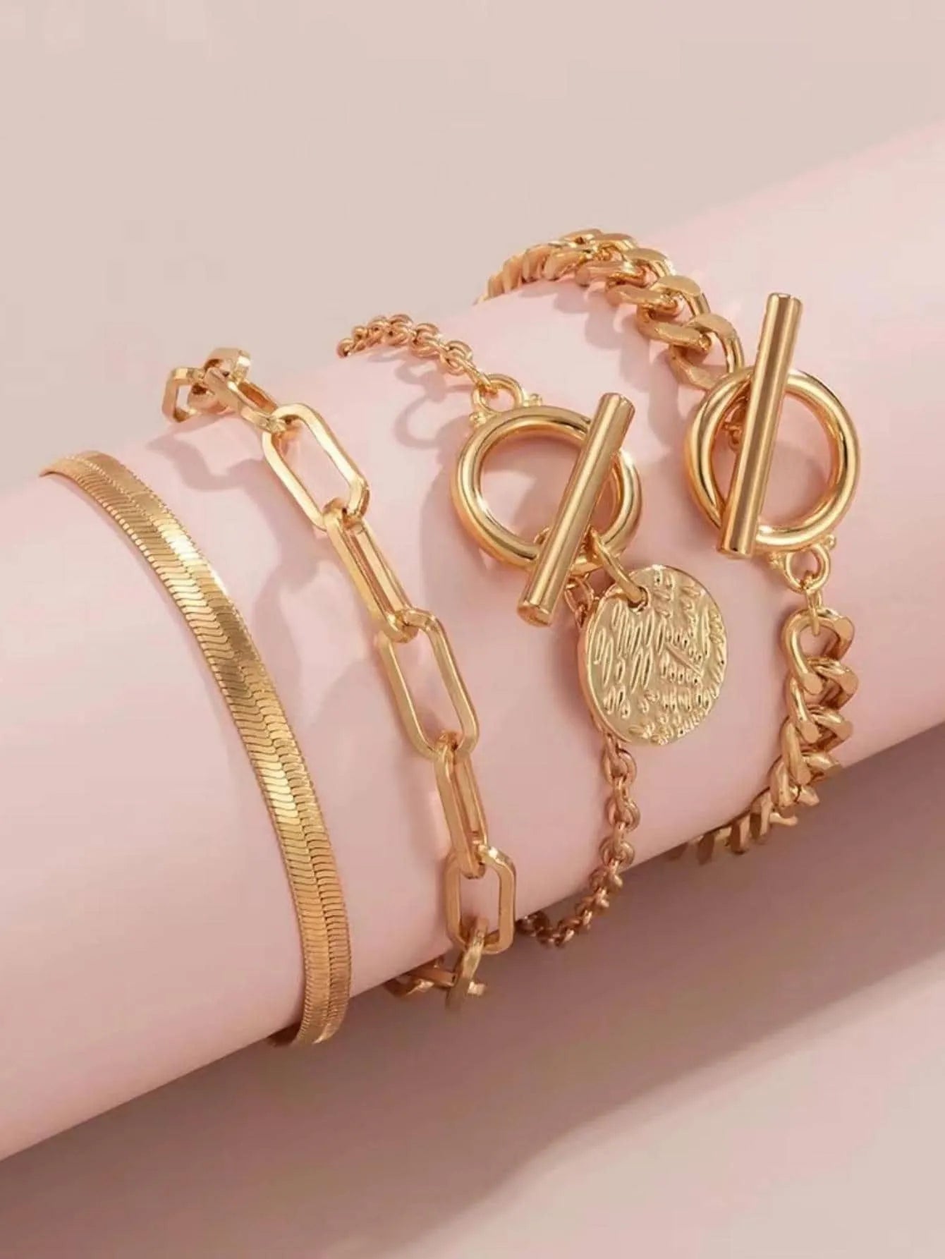 Elegant Gold Bracelet Set -4 Pieces Set