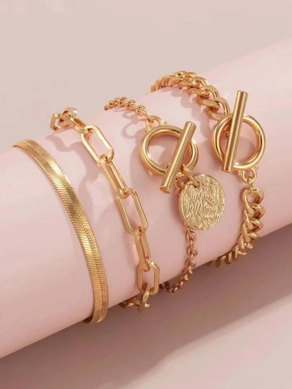 Elegant Gold Bracelet Set -4 Pieces Set