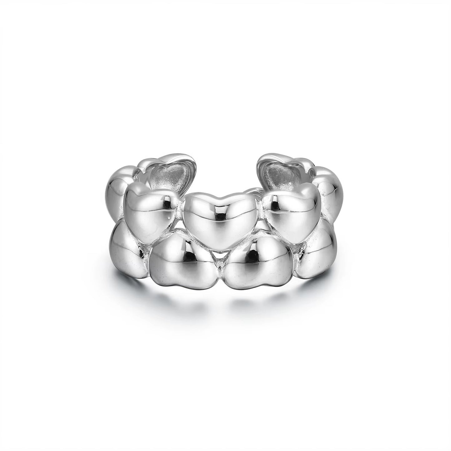 Luxury Silver Open Heart Ring
