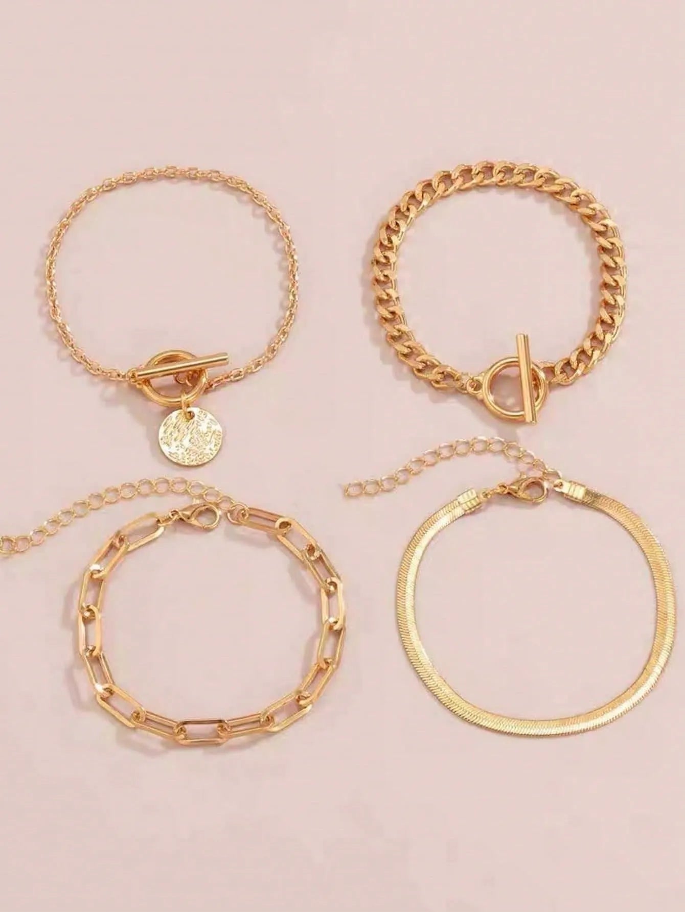 Elegant Gold Bracelet Set -4 Pieces Set