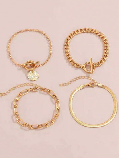 Elegant Gold Bracelet Set -4 Pieces Set