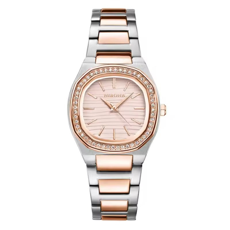 Luxury Two-Tone Crystal Watch