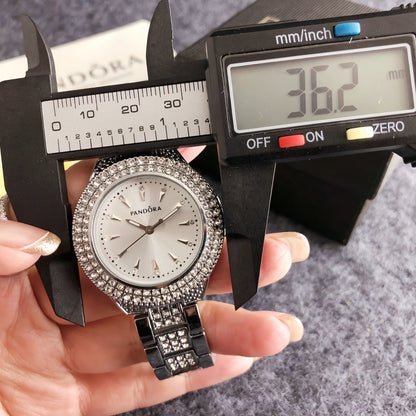 Luxury Silver Crystal Bracelet Watch