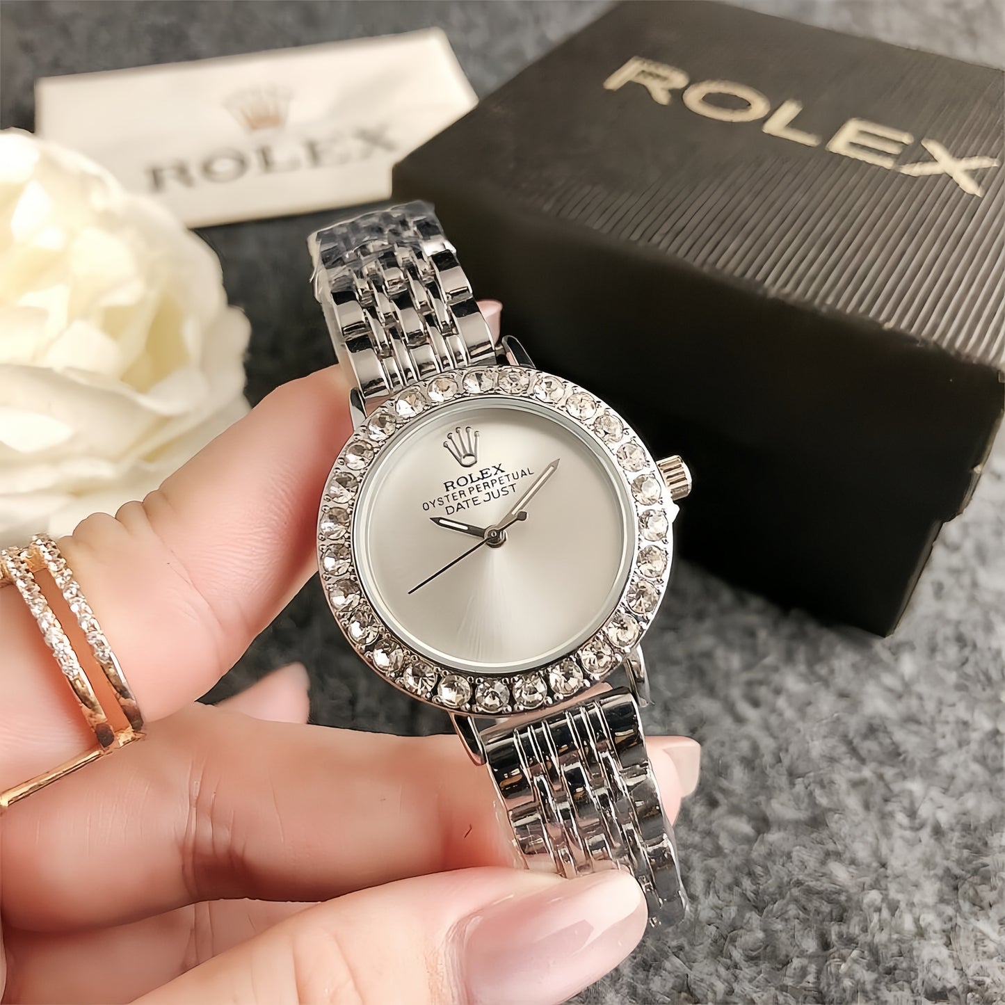 Luxury Gold Green Crystal Watch