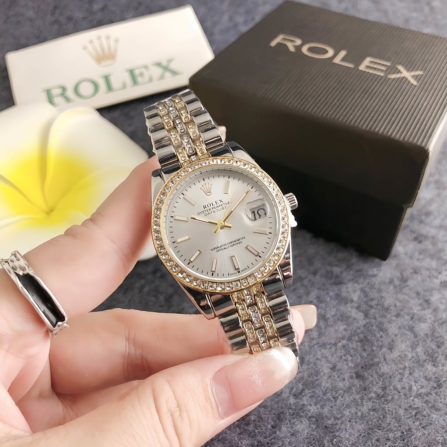 Luxury Silver Crystal Bracelet Watch