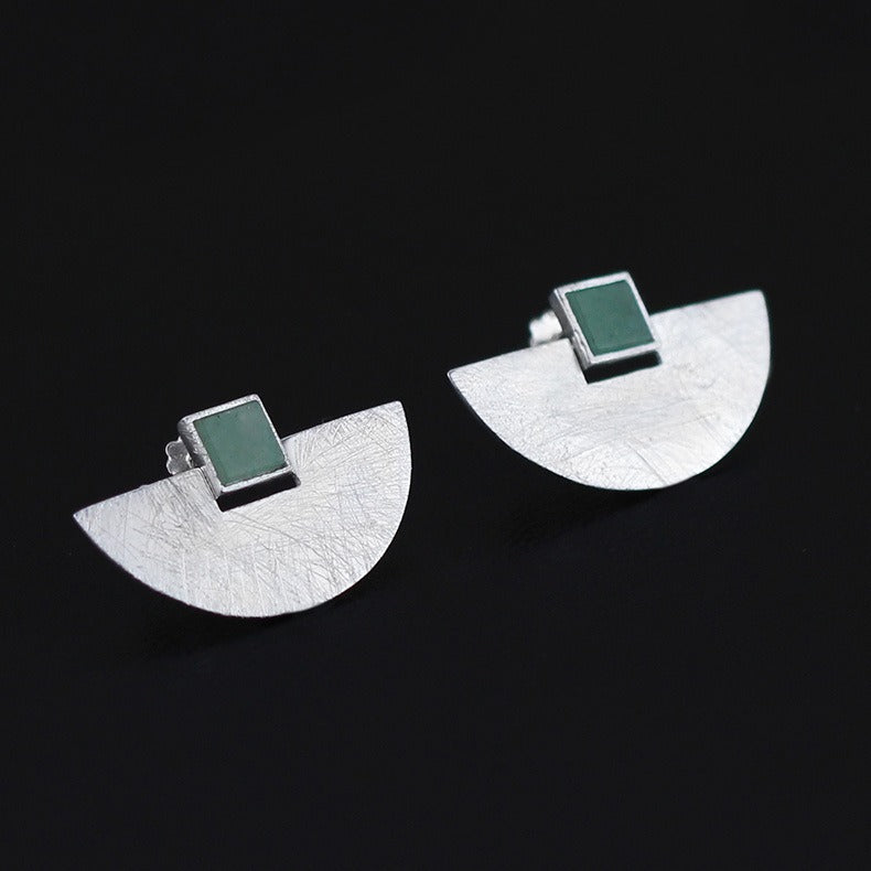 Luxury S925 Aventurine Geometric Earrings