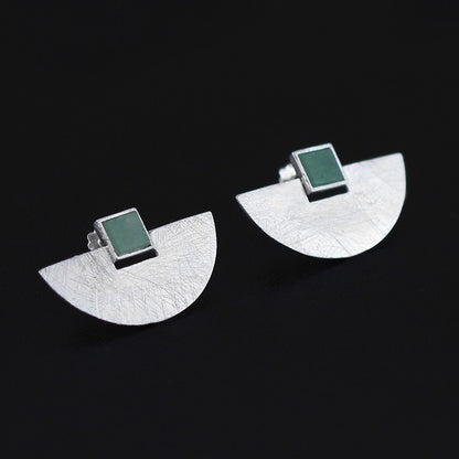 Luxury S925 Aventurine Geometric Earrings