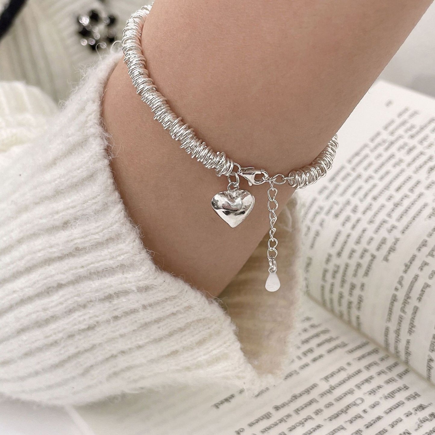 Luxury S925 Silver Heart Bead Necklace
