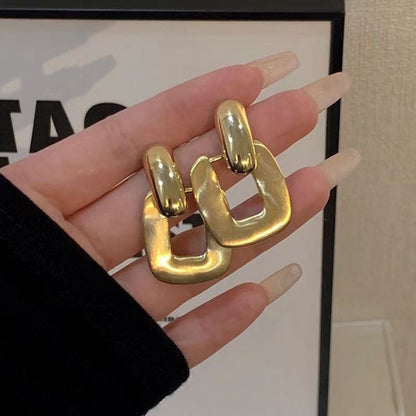 Luxury Gold Geometric Square Earrings