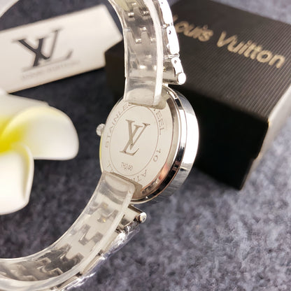 Luxury Silver Pink Crystal Watch