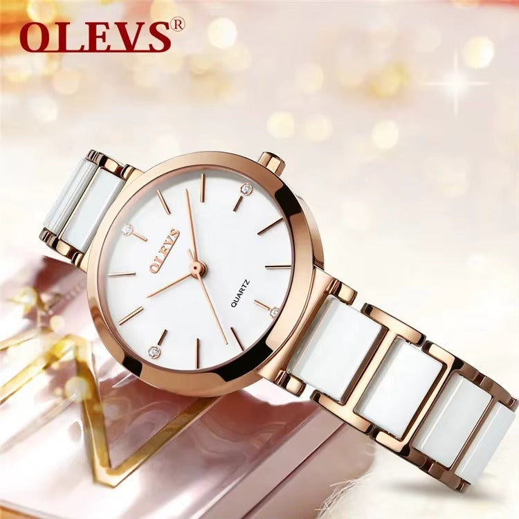 Luxury Rose Gold Ceramic Watch