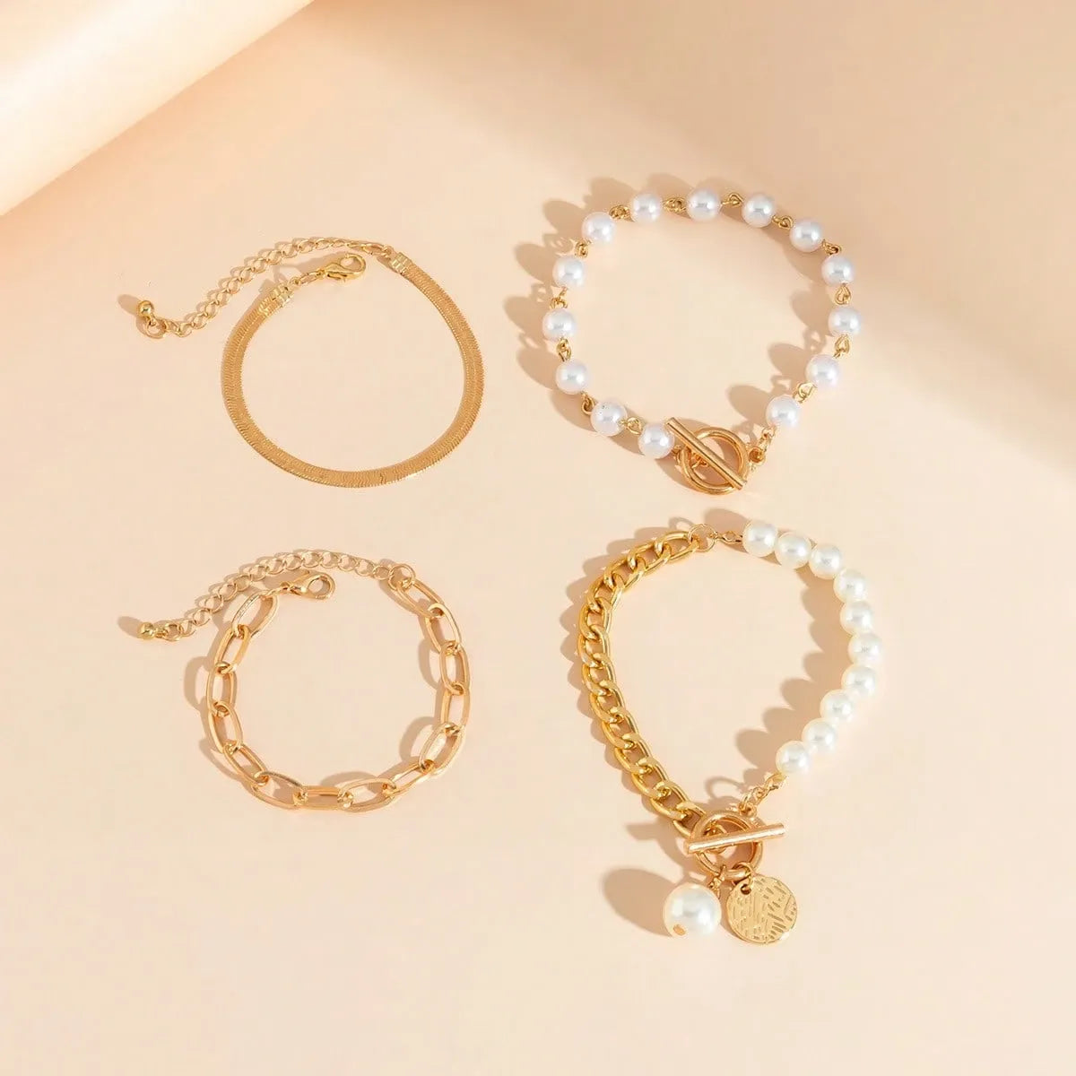 Elegant Gold Bracelet Set -4 Pieces Set