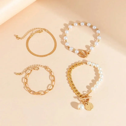 Elegant Gold Bracelet Set -4 Pieces Set