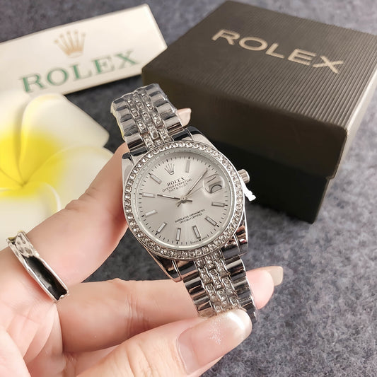 Luxury Silver Crystal Bracelet Watch