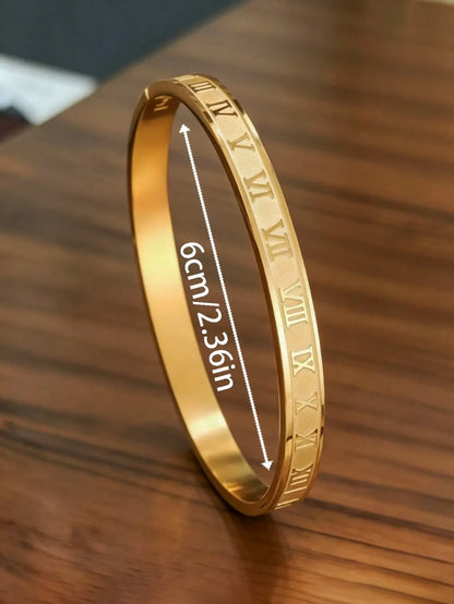 Elegant Gold Roman Bracelet Set - 2 Pieces