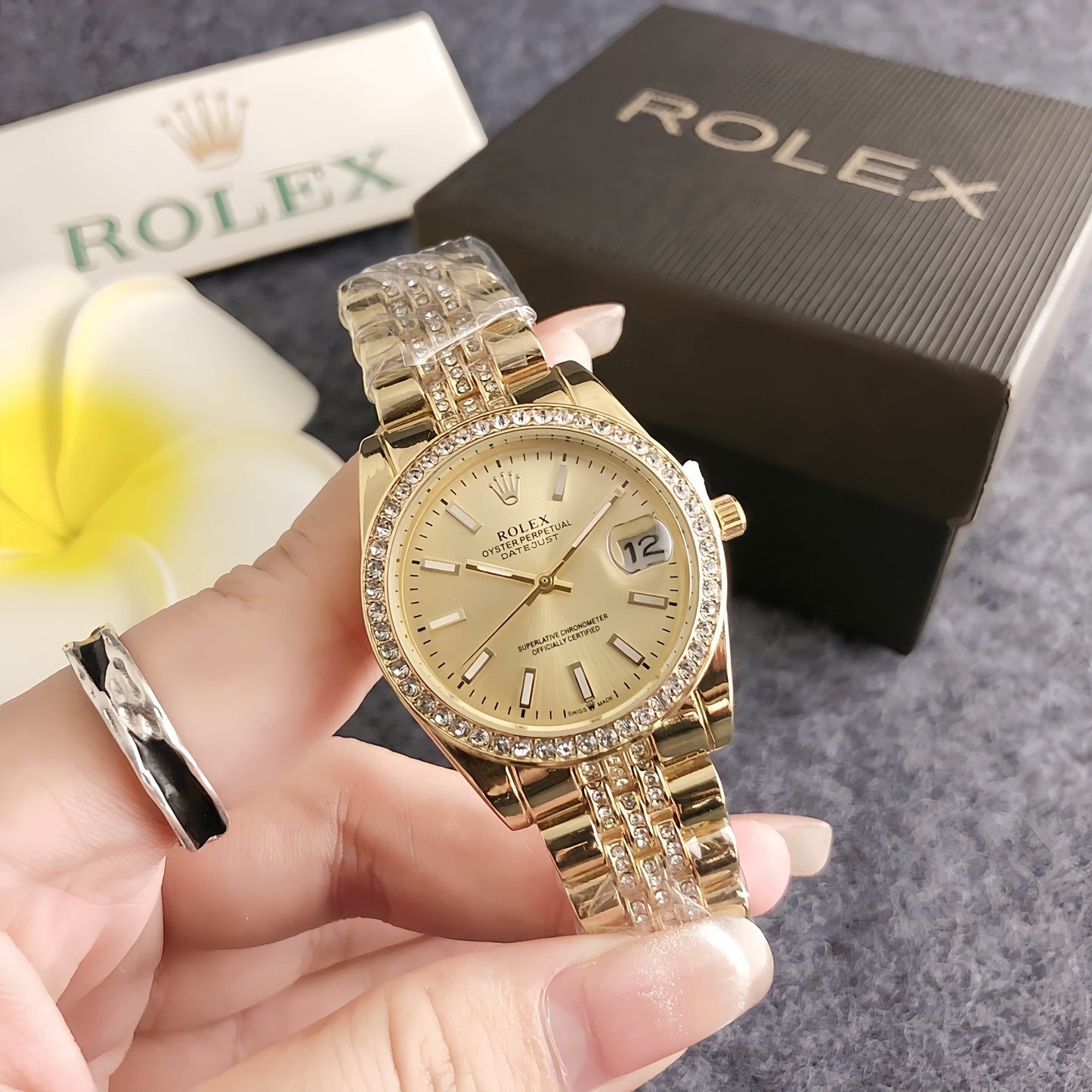 Luxury Silver Crystal Bracelet Watch