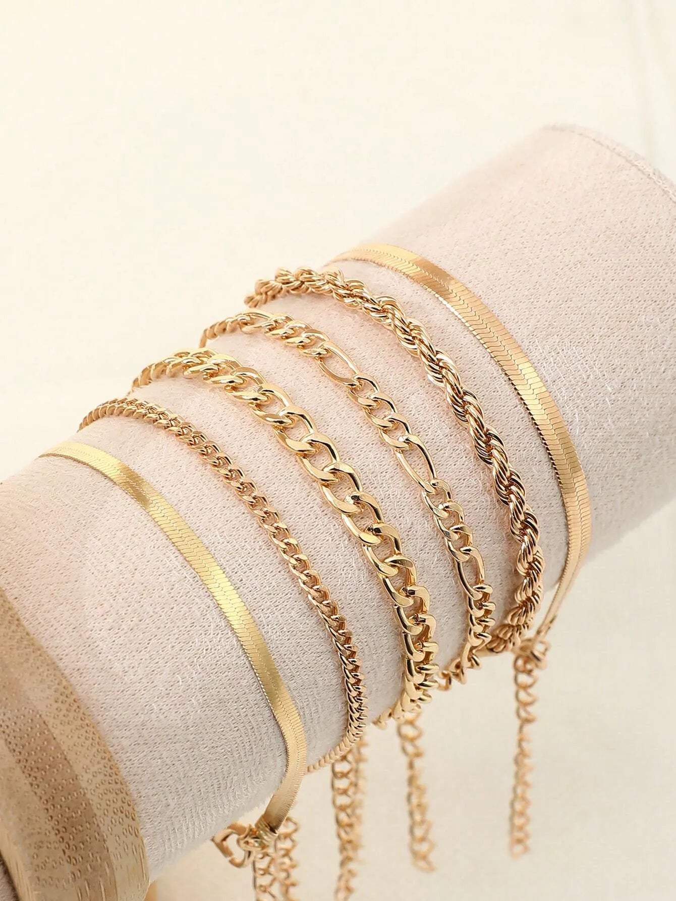 Elegant Gold Sculptural Bracelet Set -5 Pieces Set