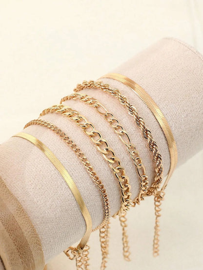 Elegant Gold Sculptural Bracelet Set -5 Pieces Set