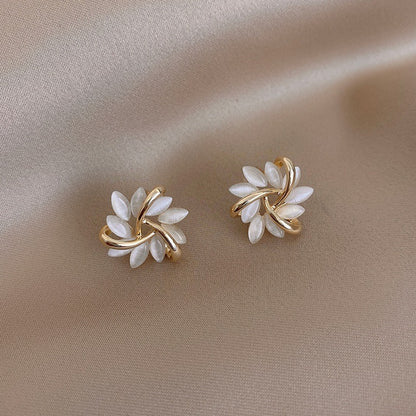 Luxury Gold Opal Petal Earrings