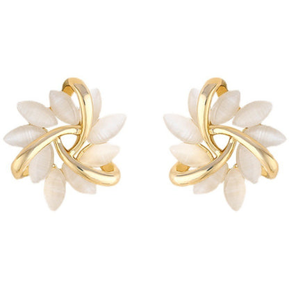 Luxury Gold Opal Petal Earrings