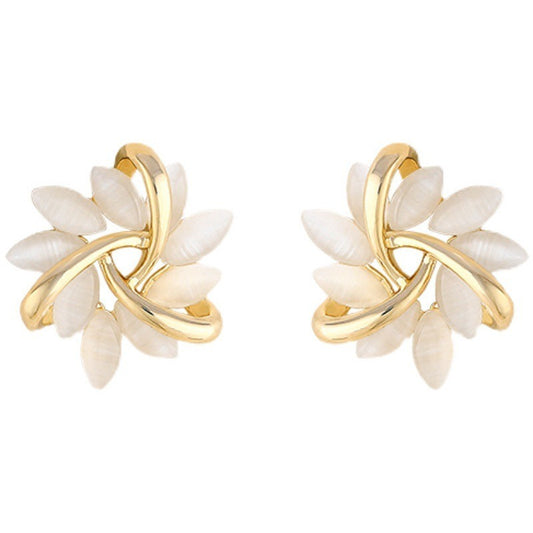 Luxury Gold Opal Petal Earrings