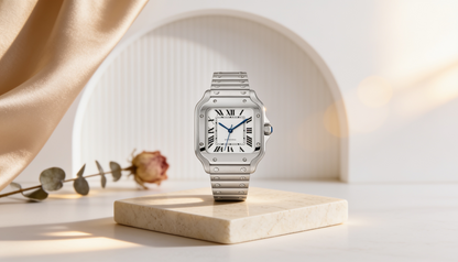 Elegant Silver Square Automatic Watch