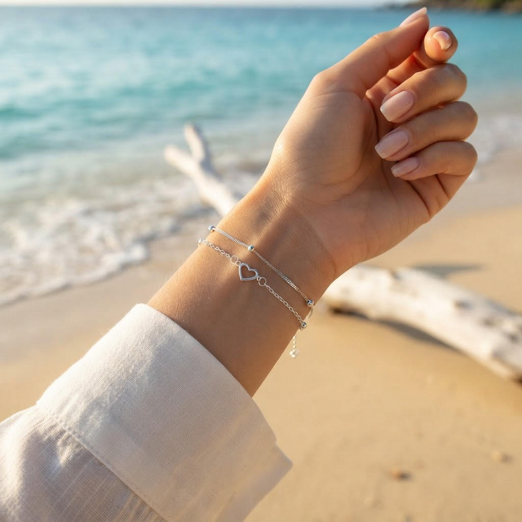 Elegant 925 Silver Bracelet Set