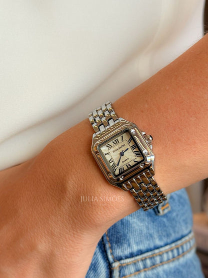 Elegant Silver Square Watch