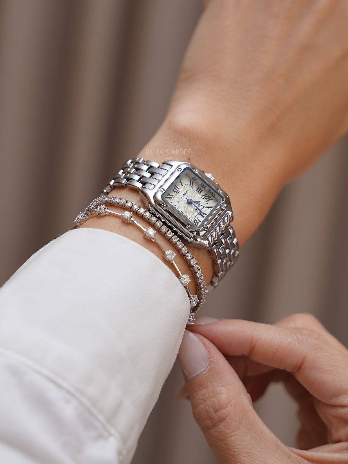 Elegant Silver Square Watch