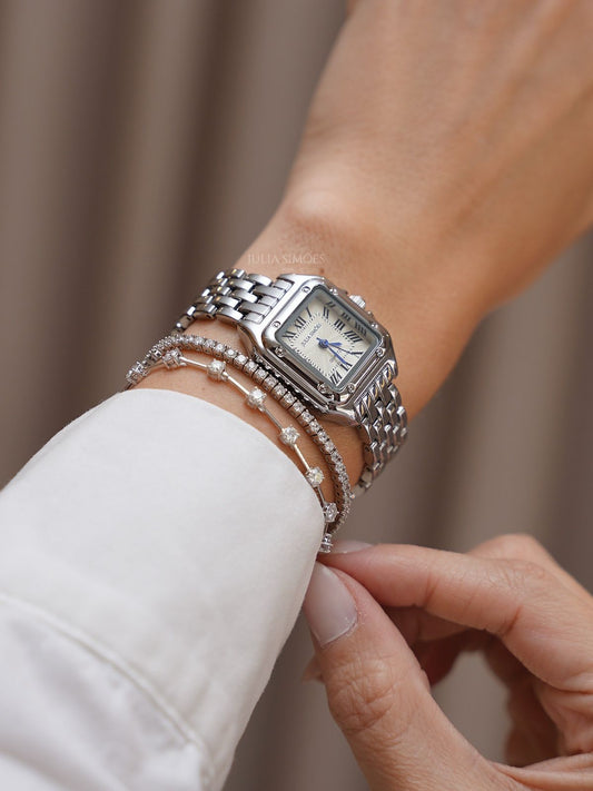 Elegant Silver Square Watch