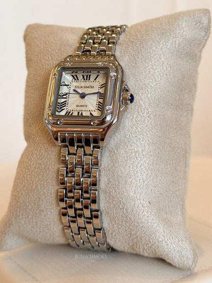 Elegant Silver Square Watch
